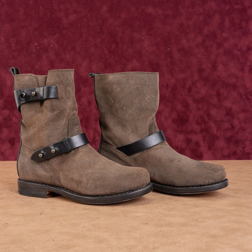 rag & bone Waxed Suede Moto Biker Boots Brown Womens Sz 6 US EUR 36